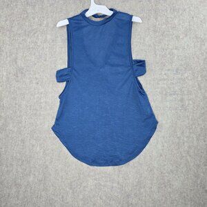 Blue Womens Sleeveless Open-Back Tank Top Polyester Athletic Wear Size S